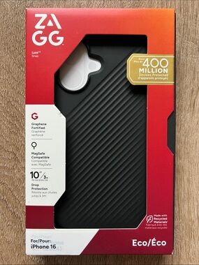 BNWB Zagg Luxe Snap Eco iPhone 16 Case in Black - MagSafe Compatible